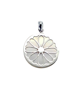 COLGANTE FLOR ORO BLANCO 1ª LEY 17 MM