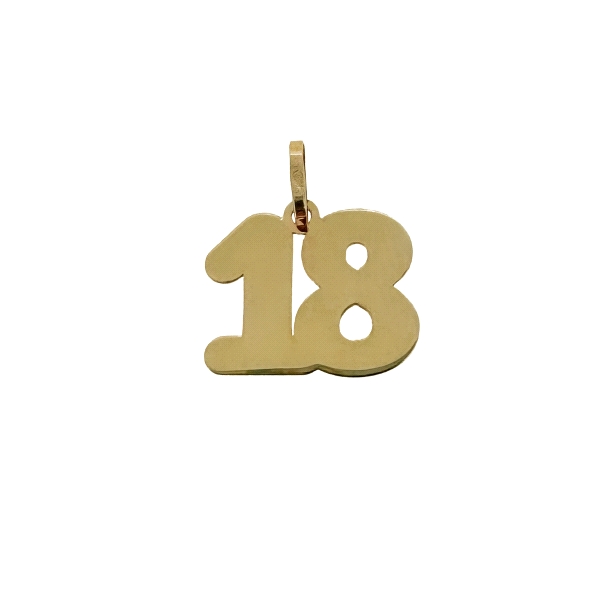 COLGANTE NUMERO 18 ORO 18 KTES. 12 X 15