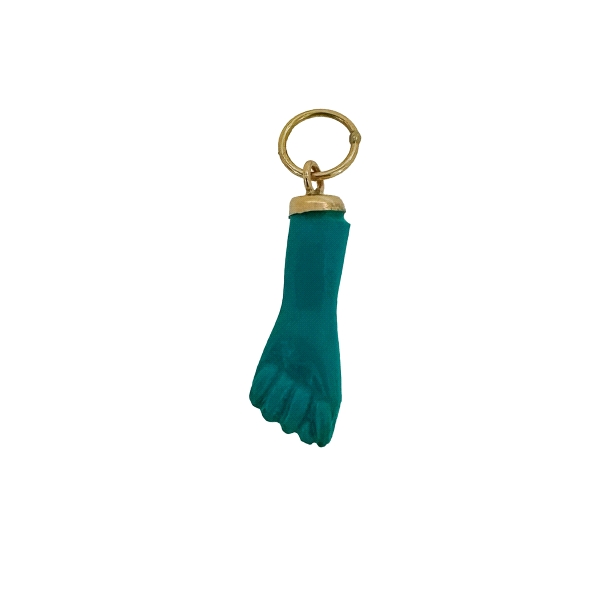 COLGANTE MANO AZUL ORO 1ª LEY 18 X 4 MM
