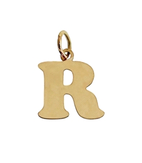 Colgante letra " R " brillo / Alto sin contar asa 11.50 mm / 10.50 mm / Grueso 0.30 mm.