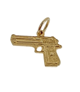 COLGANTE PISTOLA ORO 1ª LEY 12 X 7 MM