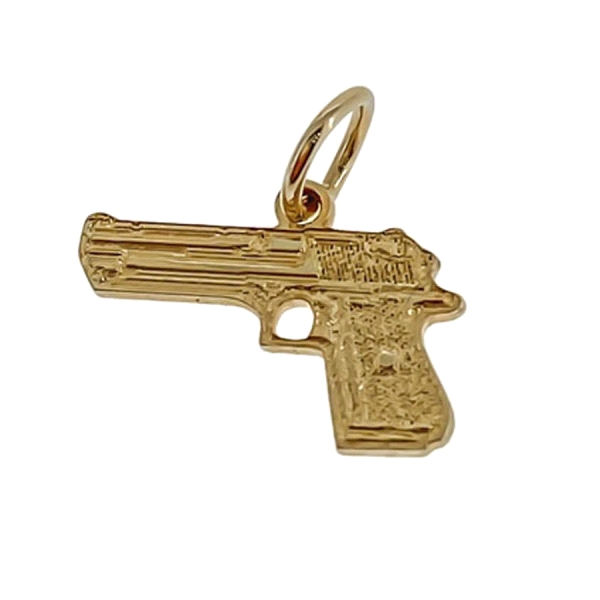 COLGANTE PISTOLA ORO 1ª LEY 12 X 7 MM