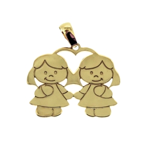 COLGANTE NIÑA NIÑA ORO 1ª LEY 16 X 19 MM