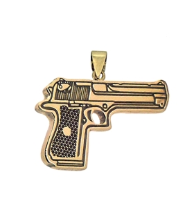 COLGANTE PISTOLA ORO 1ª LEY 12X7X0.80 MM