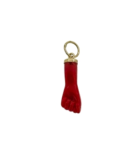 COLGANTE MANO ROJA ORO 1ª LEY 18 X 4 MM