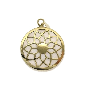 COLGANTE FLOR NACAR ORO 1ª LEY 17 MM