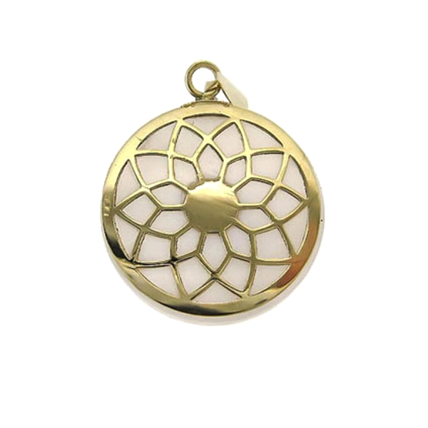COLGANTE FLOR NACAR ORO 1ª LEY 17 MM