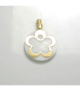 COLGANTE FLOR NACAR ORO 1ª LEY 17 MM