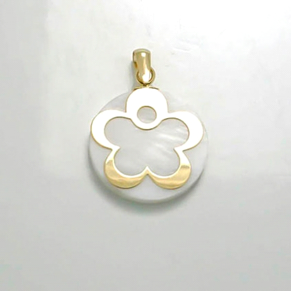 COLGANTE FLOR NACAR ORO 1ª LEY 17 MM