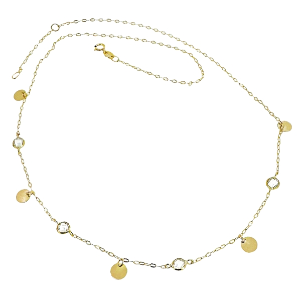 COLLAR DISCOS CIRCONITAS ORO 18 KTES. 45