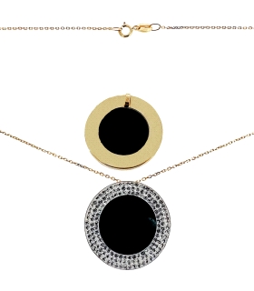 COLLAR MUJER DISCO ONIX ORO 18 KTES. 40