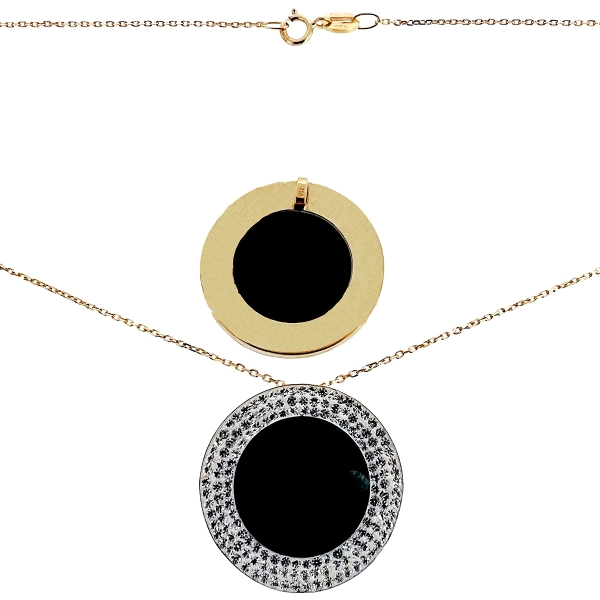COLLAR MUJER DISCO ONIX ORO 18 KTES. 40