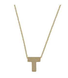 COLLAR MUJER LETRA  T  ORO PRIMERA LEY