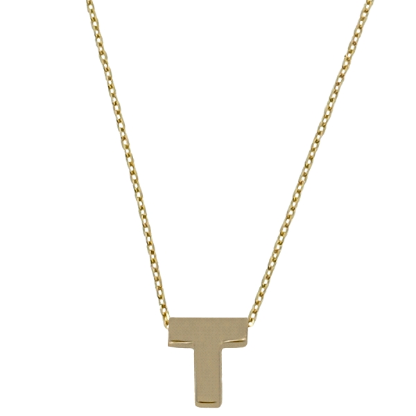 COLLAR MUJER LETRA  T  ORO PRIMERA LEY