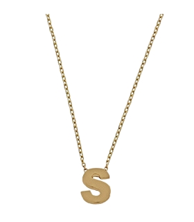 COLLAR MUJER LETRA  S  ORO PRIMERA LEY