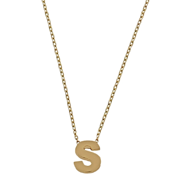 COLLAR MUJER LETRA  S  ORO PRIMERA LEY