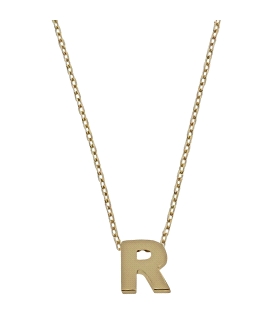 COLLAR MUJER LETRA  R  ORO PRIMERA LEY