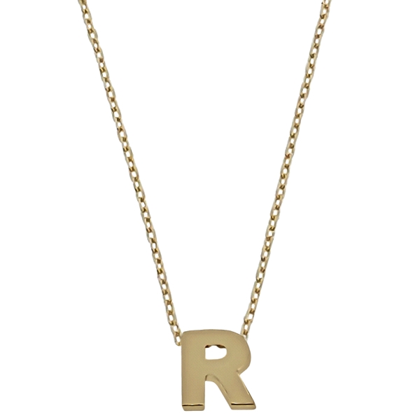 COLLAR MUJER LETRA  R  ORO PRIMERA LEY