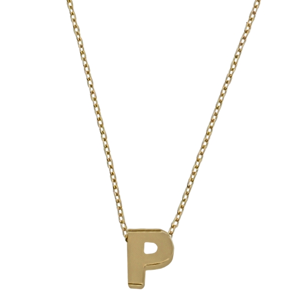 COLLAR MUJER LETRA  P  ORO PRIMERA LEY