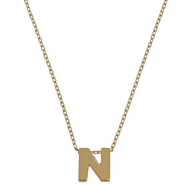 COLLAR MUJER LETRA  N  ORO PRIMERA LEY