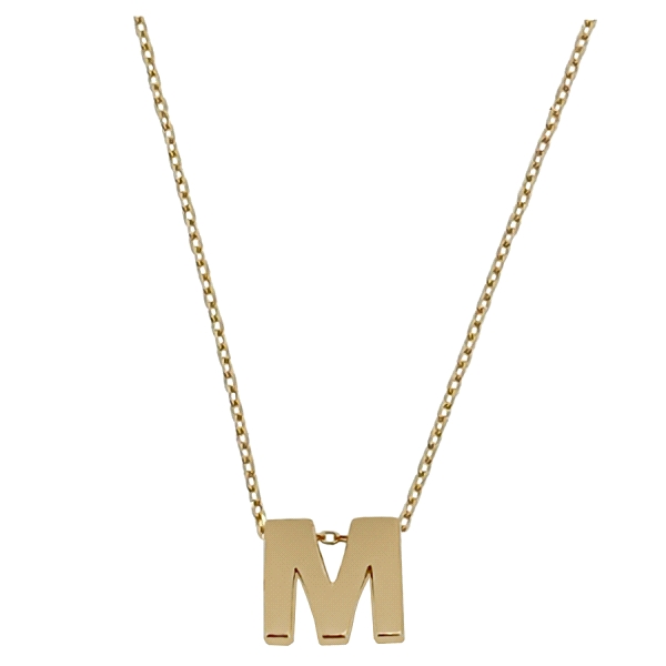 COLLAR MUJER LETRA  M  ORO PRIMERA LEY