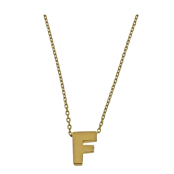 COLLAR MUJER LETRA  F  ORO PRIMERA LEY