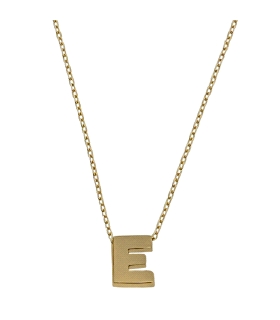 COLLAR MUJER LETRA  E  ORO PRIMERA LEY