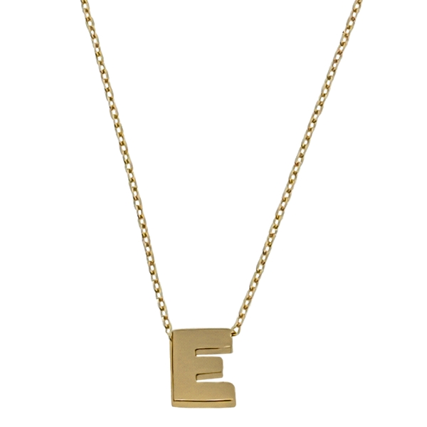 COLLAR MUJER LETRA  E  ORO PRIMERA LEY