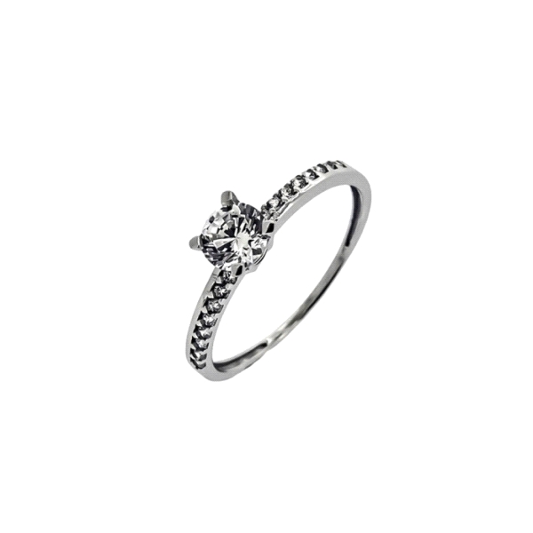 ANILLO JUVENIL ORO BLANCO 18 KTES. 4 GAR