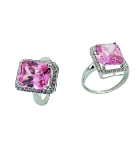 ANILLO ROSA DE FRANCIA ORO BLANCO 18 KTE