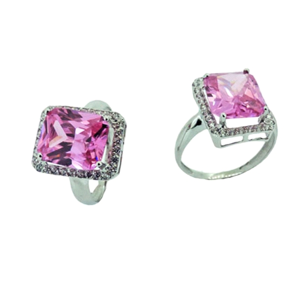 ANILLO ROSA DE FRANCIA ORO BLANCO 18 KTE