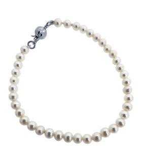 PULSERA PERLAS ORO BLANCO 18 KTES. 17 CM