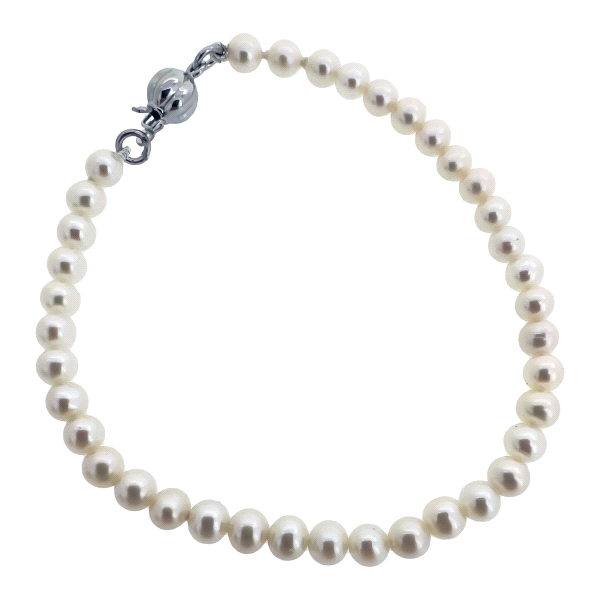 PULSERA PERLAS ORO BLANCO 18 KTES. 17 CM
