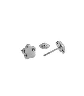 PENDIENTE MUJER FLOR ORO BLANCO 18 KTES