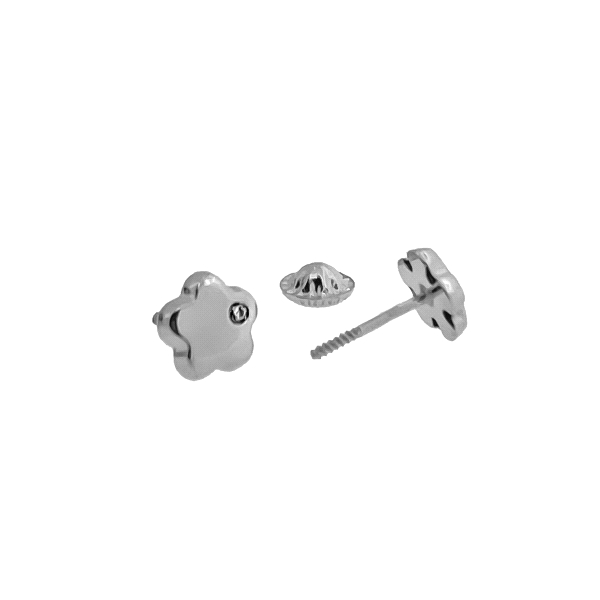 PENDIENTE MUJER FLOR ORO BLANCO 18 KTES