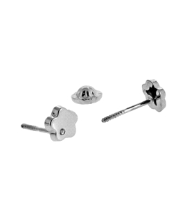 PENDIENTE FLOR ORO BLANCO 1ª LEY 5 MM