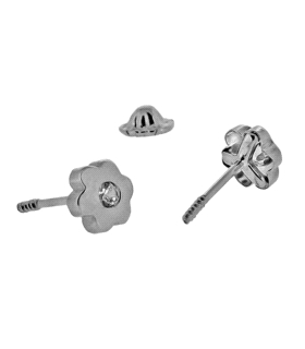 PENDIENTE FLOR ORO BLANCO 1ªLEY 5.50 MM
