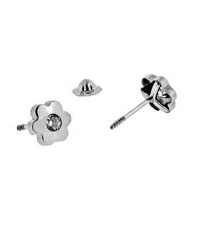 PENDIENTE FLOR ORO BLANCO 1ª LEY 6.50 MM