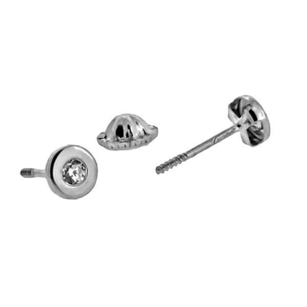 PENDIENTE CHATON ORO BLANCO 18 KTES. 4MM
