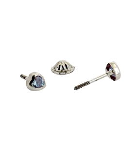 PENDIENTE CORAZON ORO BLANCO 1ª LEY 3 MM