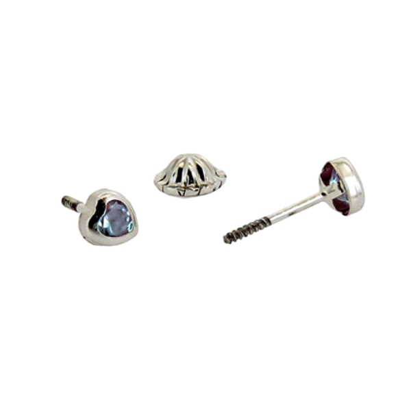 PENDIENTE CORAZON ORO BLANCO 1ª LEY 3 MM