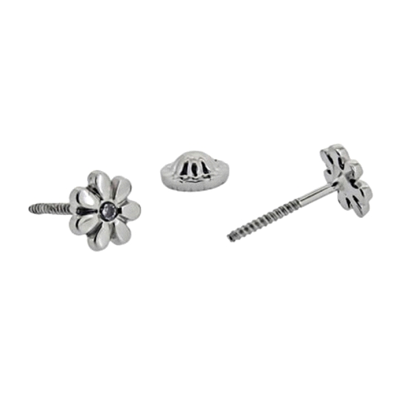 PENDIENTE MARGARITA ZIRC ORO BLANCO 1 LEY