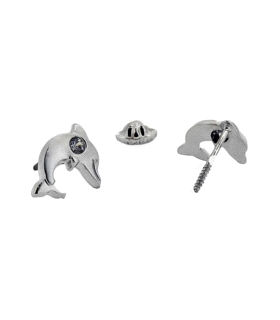 PENDIENTE DELFIN ORO BLANCO 18 KTES. 10