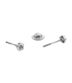 PENDIENTE FLOR ORO BLANCO 18 KTES. 3 MM.