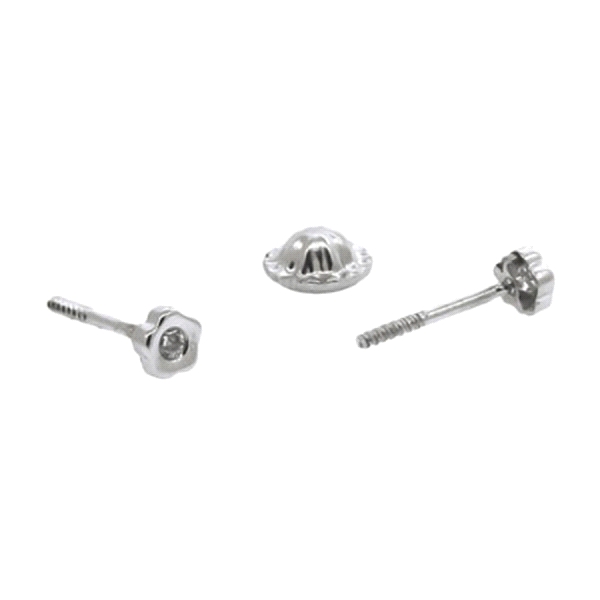 PENDIENTE FLOR ORO BLANCO 18 KTES. 3 MM.