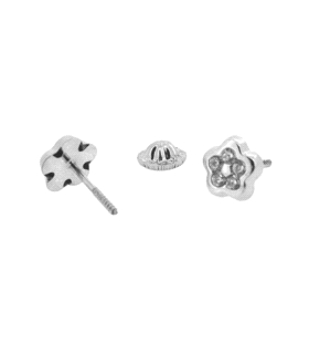 PENDIENTE FLOR ORO BLANCO 18 KTES. 6 MM.