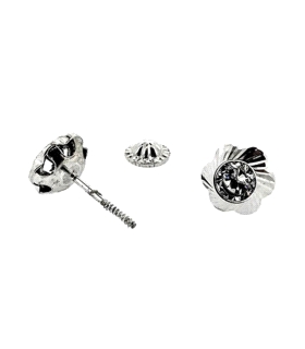 PENDIENTE FLOR ORO BLANCO 1ª LEY 5 MM ZI