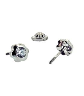 PENDIENTE FLOR ORO BLANCO 1ª LEY 5 MM ZI