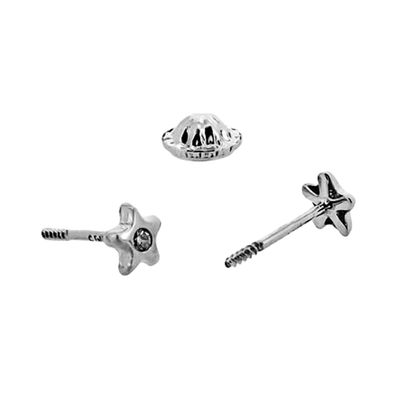 PENDIENTE ESTRELLA ORO BLANCO 18 KTES.