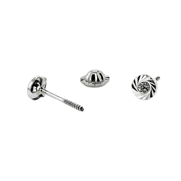 PENDIENTE NIÑA ORO BLANCO 18 KTES. 4 MM.
